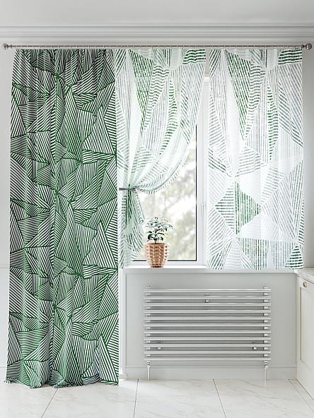 Комплект штор для кухни Лиреквис (зеленый) - фото 2