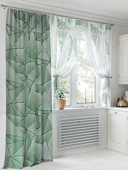 Комплект штор для кухни Лиреквис (зеленый) - фото 4