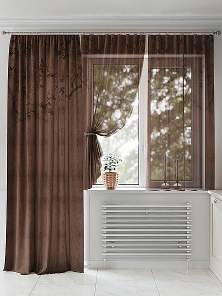Комплект штор для кухни Фенментик (коричневый) - фото 2