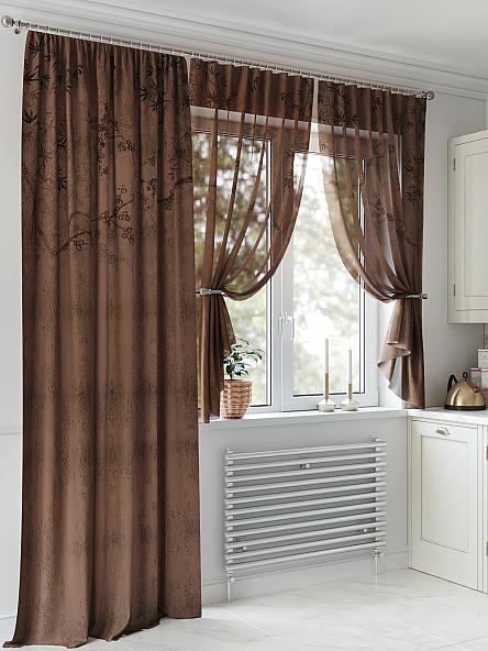 Комплект штор для кухни Фенментик (коричневый) - фото 4