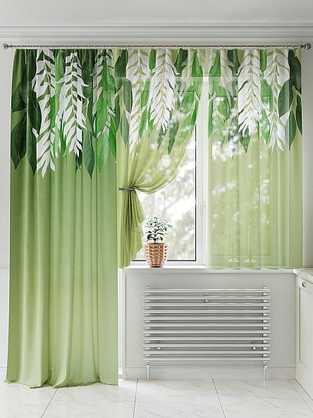 Комплект штор для кухни Лоритерс (зеленый) - фото 2