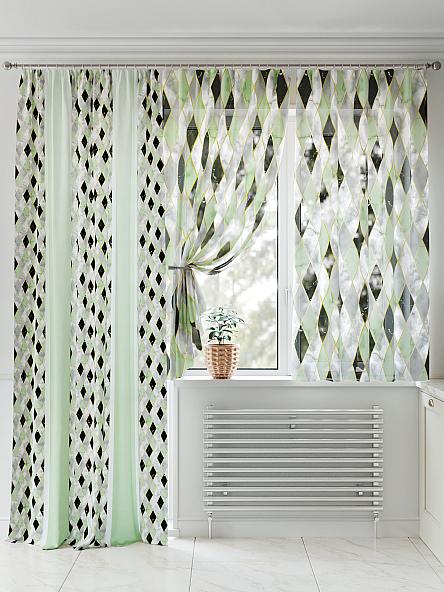 Комплект штор для кухни Рабиорс (светло-зеленый) - фото 2