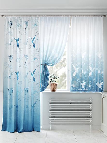 Комплект штор для кухни Лумартон (голубой) - фото 2