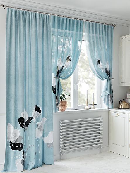 Комплект штор для кухни Лонкерис (голубой) - фото 4