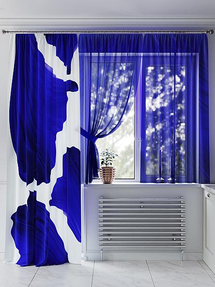 Комплект штор для кухни Некристан (синий). Подшит: 243 см - фото 3