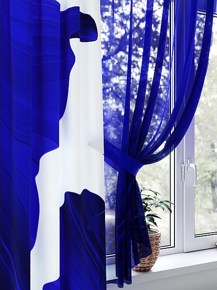 Комплект штор для кухни Некристан (синий). Подшит: 243 см - фото 4