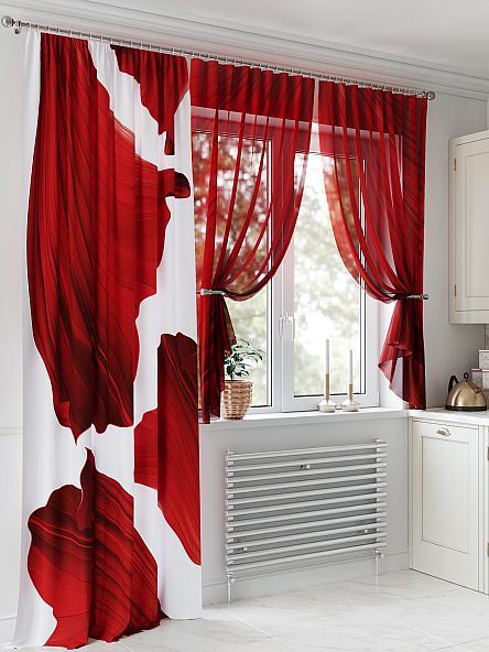 Комплект штор для кухни Некристан (красный) - фото 4