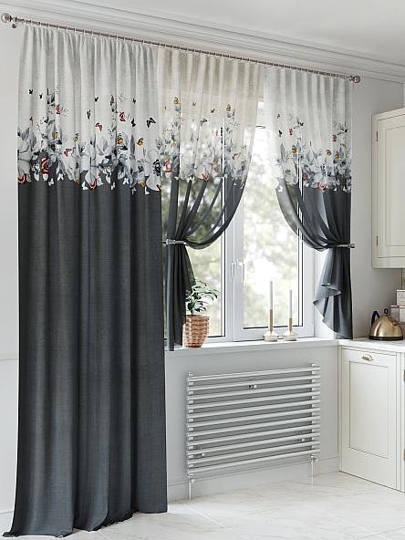 Комплект штор для кухни Роферитос (графит) - фото 4