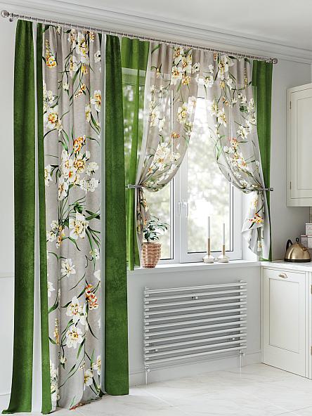 Комплект штор для кухни Денрикас (зеленый) - фото 4