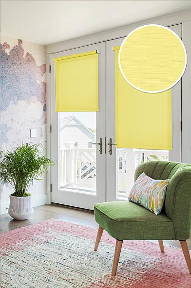 Рулонная штора Дельс (желтый) на балконную дверь - фото 2