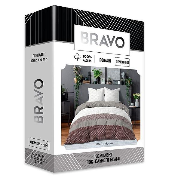 Постельное белье КПБ сем BRAVO Collection нав.70*70 м.361 рис.4077-1 Мокко - фото 4