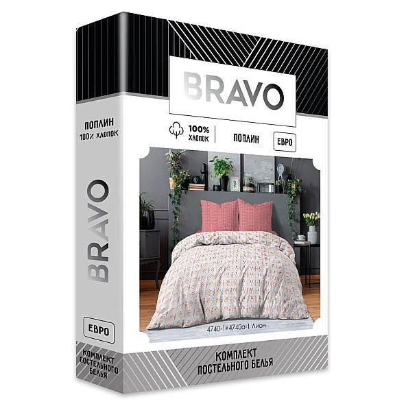 Постельное белье КПБ Евро BRAVO Collection нав.70*70 м.261 рис.4740-1+4740а-1 Лион - фото 3