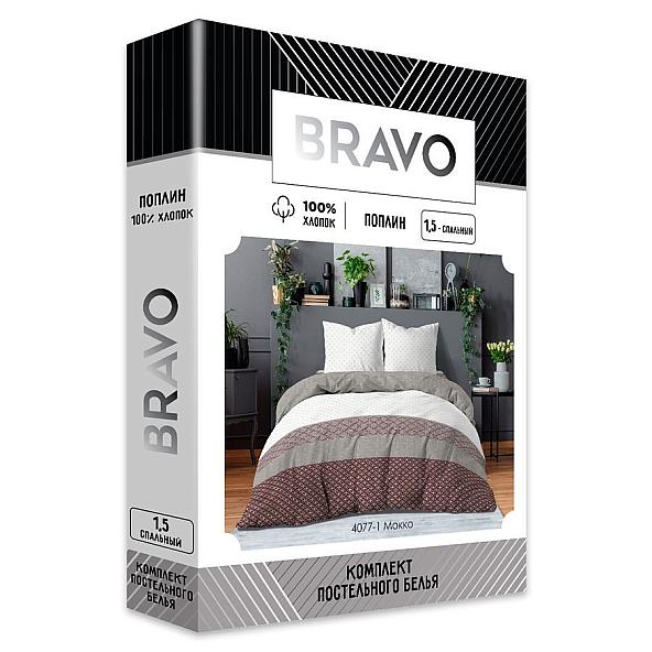 Постельное белье КПБ 1.5 BRAVO Collection нав.70*70 м.101 рис.4077-1 Мокко - фото 2