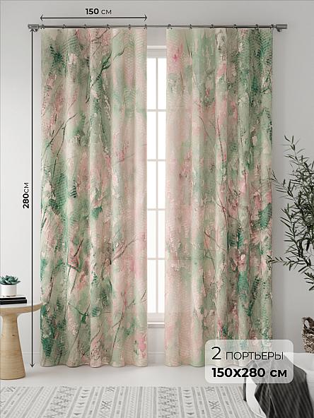 Комплект штор Мрауни (зелено-розовый)