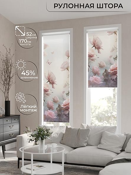 Рулонная штора для кухни для детской Розы - ширина 52 см
