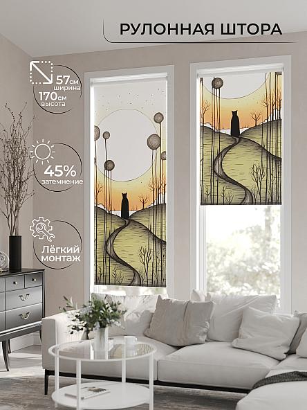 Рулонная штора для кухни для детской Флордо - 74 - ширина 57 см