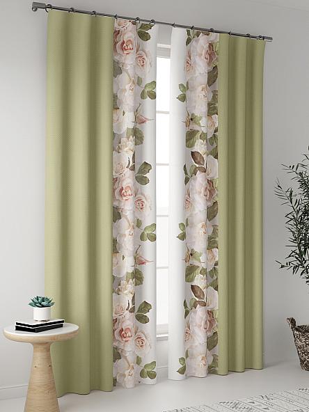 Комплект штор Хейлис (бело-зеленый) - фото 2