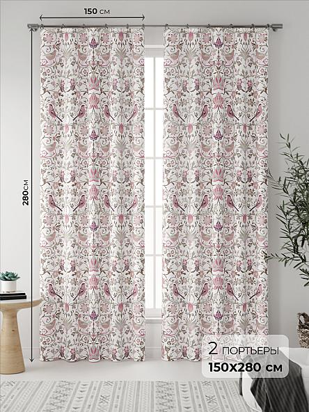 Комплект штор Дейси (ягодно-белый)