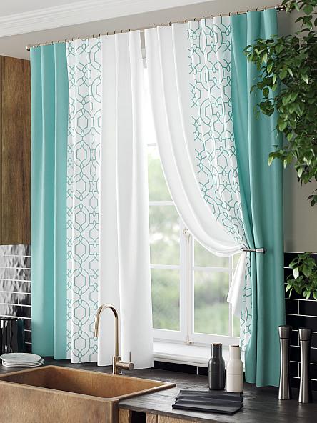 Комплект штор для кухни Ульна (бирюзовый) - фото 4