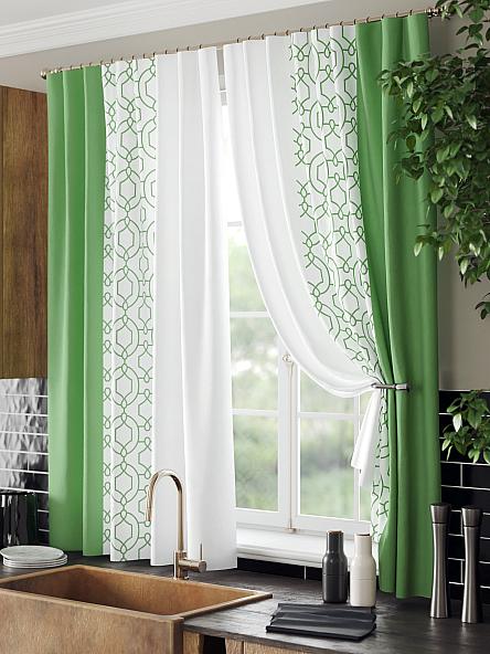 Комплект штор для кухни Ульна (зеленый) - фото 4