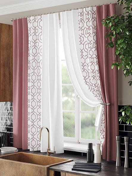 Комплект штор для кухни Ульна (розовый) - фото 4