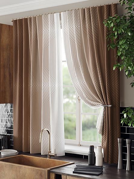 Комплект штор для кухни Акиа (коричневый) - фото 4