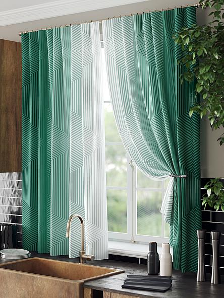 Комплект штор для кухни Акиа (изумрудный) - фото 4