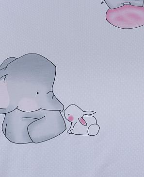 Постельное белье «Веселый слоник (белый)» розовое