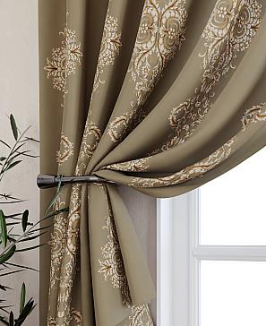 Комплект штор «Преймис» оливкового цвета