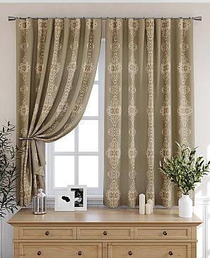 Комплект штор «Преймис» оливкового цвета