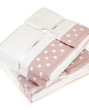 Комплект полотенец Дотс (бело-розовый)