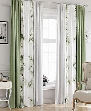 Комплект штор «Лиремнис» зелено-белого цвета