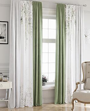 Комплект штор «Флеорнис» бело-зеленого цвета