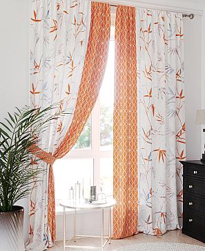 Комплект штор «Ренвелерс» бело-оранжевого цвета
