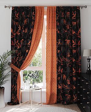 Комплект штор «Ренвелерс» черно-оранжевого цвета