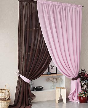 Тюль «Нариа» коричнево-розового цвета