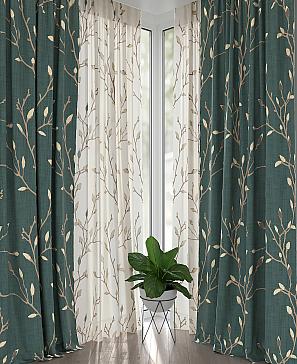 Комплект штор «Ленфиакс» изумрудного цвета