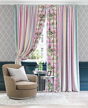 Комплект штор «Осио» бирюзово-розового цвета