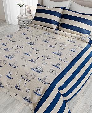 Комплект штор «Виани» бежево-синего цвета