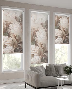 Рулонная штора.Цветы. ширина 62см.