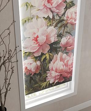 Рулонная штора.Пионы. ширина 68см.