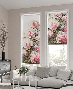 Рулонная штора.Пионы. ширина 68см.