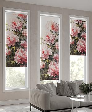 Рулонная штора «Пионы - ширина 52 см»