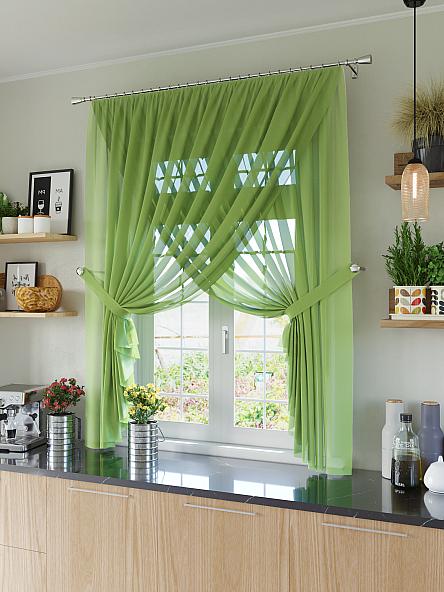 Комплект штор для кухни Карин (темно-зеленый)