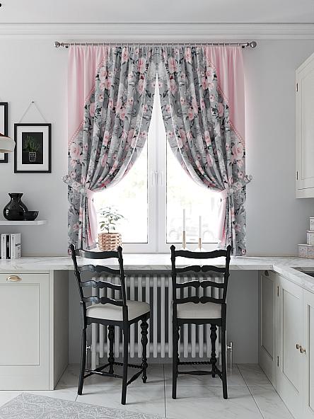 Комплект штор для кухни Фиренквис (розово-серый) - фото 3